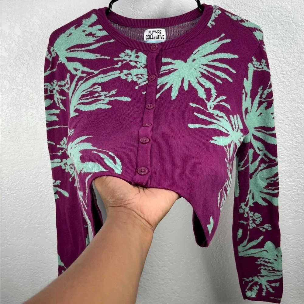 Future Collective Gabriella Karefa Johnson Sweater Knit Sz S Button Down Cropped - Picture 8 of 8